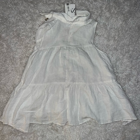 White Zara Linen Button Up Tank Top - Picture 3 of 4